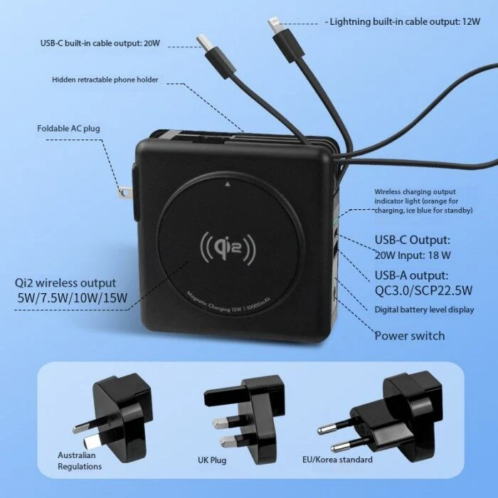 Super portable travel wireless charging power bank
