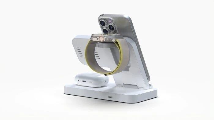 4-in-1 wireless charging stand with colock