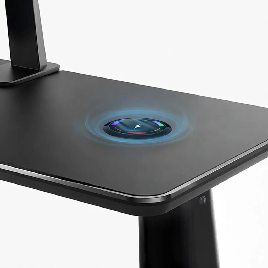 Recessed Desktop Wireless Charging Pad Colorful LED Light Built-in Table Furniture Charger