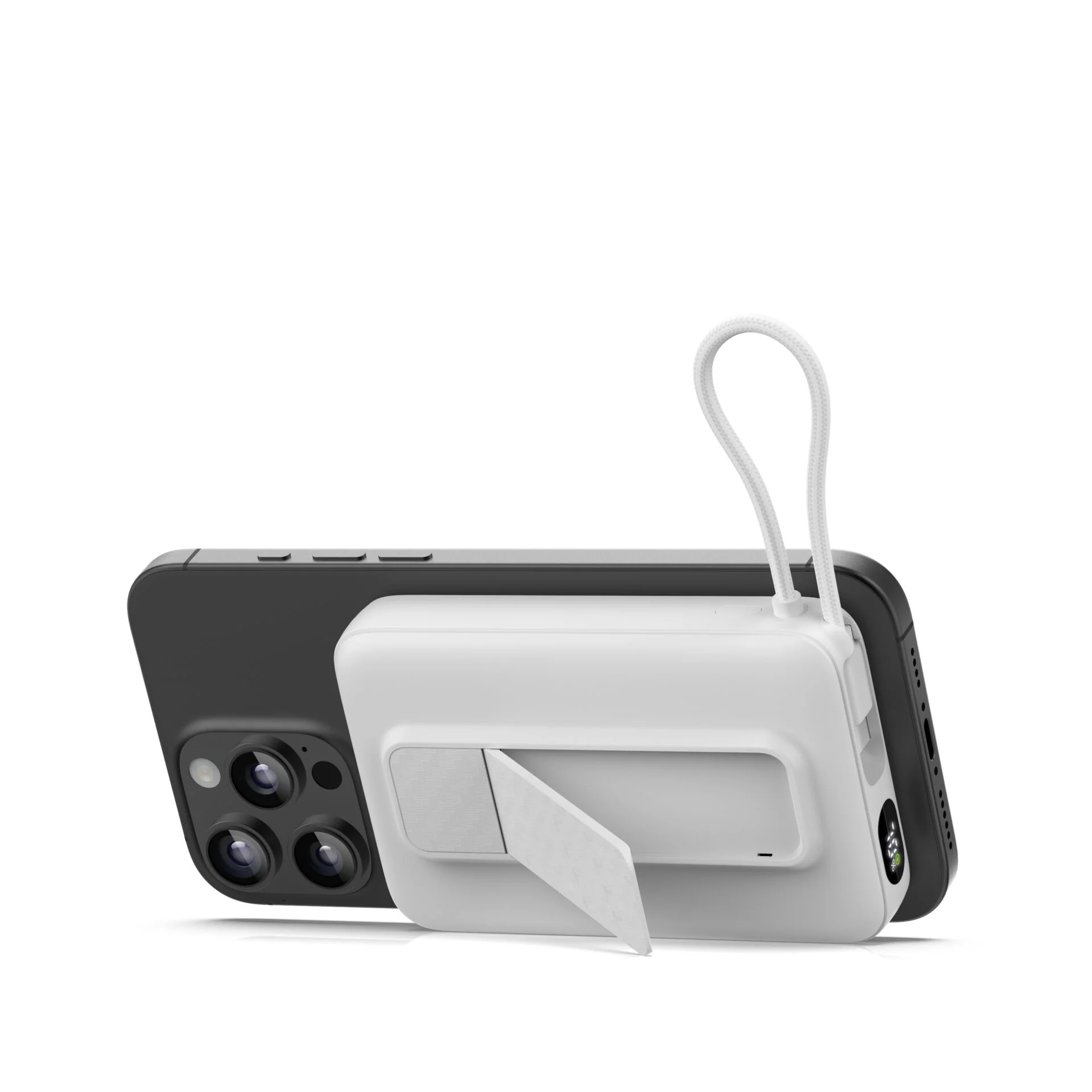 10000mAh Magnetic Wireless Charging Power Bank with Foldable Stand and Lanyard, Portable External Battery Pack for iPhone Android