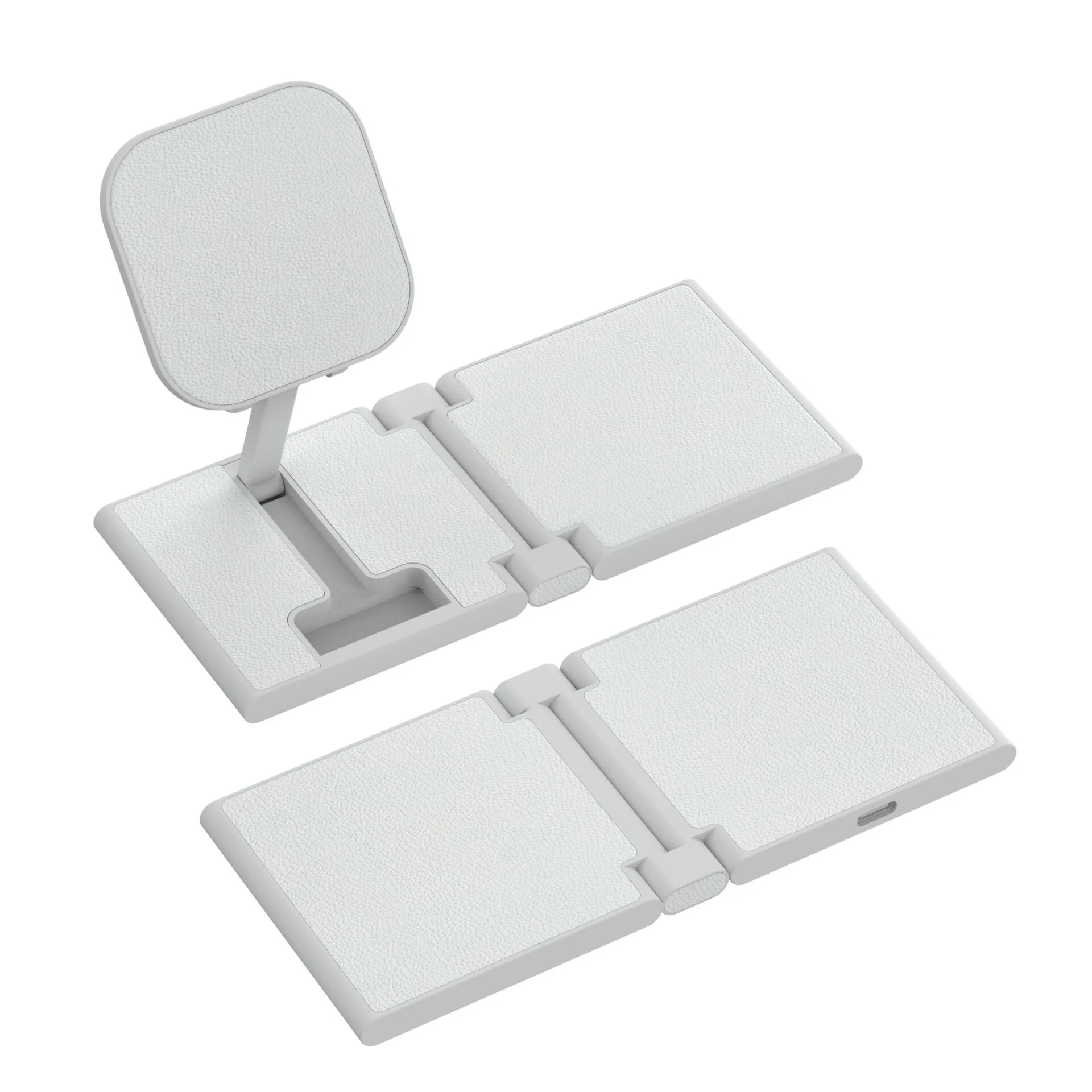 3 in 1 PU Leather Foldable Magnetic Wireless Charging Station | Custom Logo Business Gift for Smartphones & Earbuds