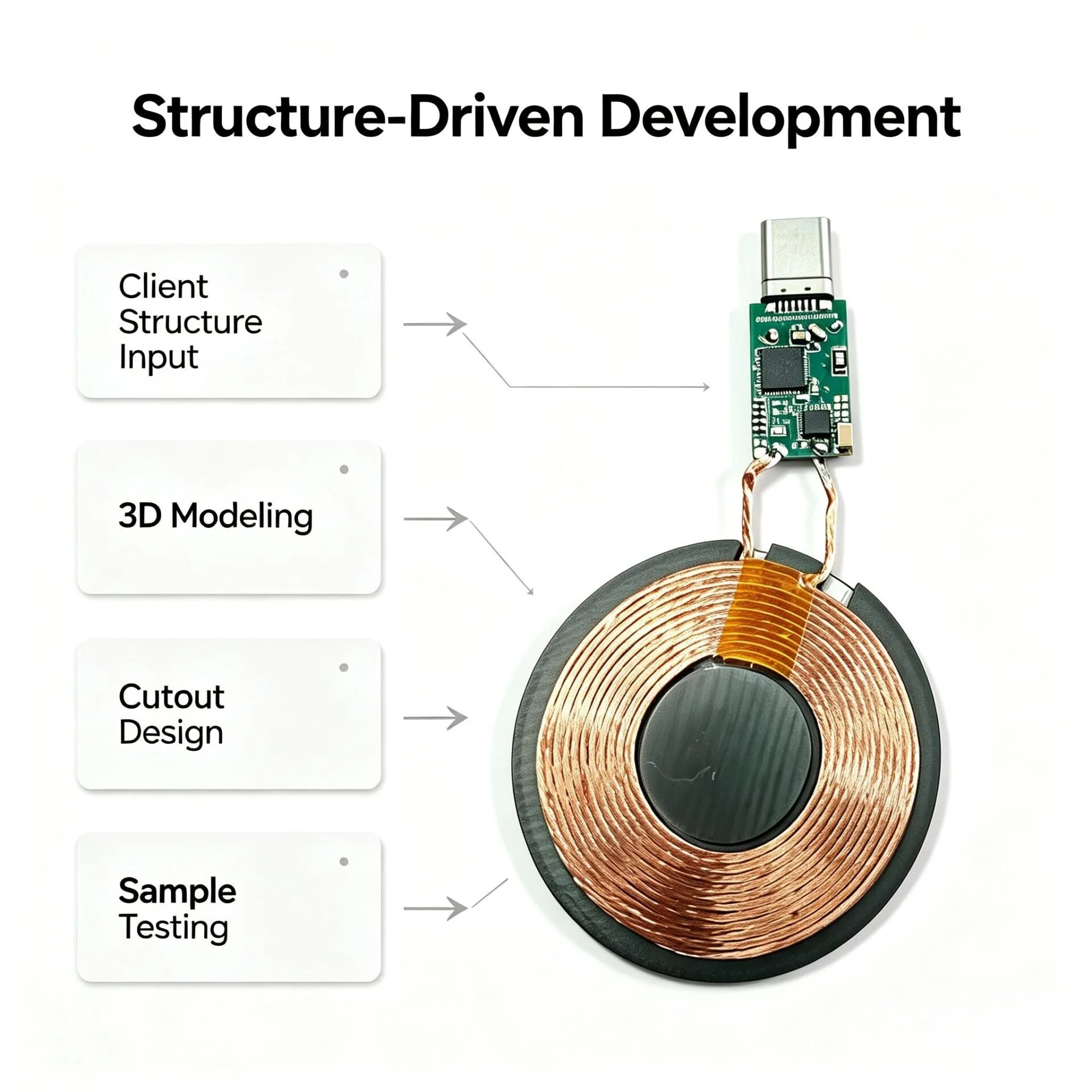 Qi2 25W MPP Wireless Charging Module | Minimalist PCBA With Custom Structure Design