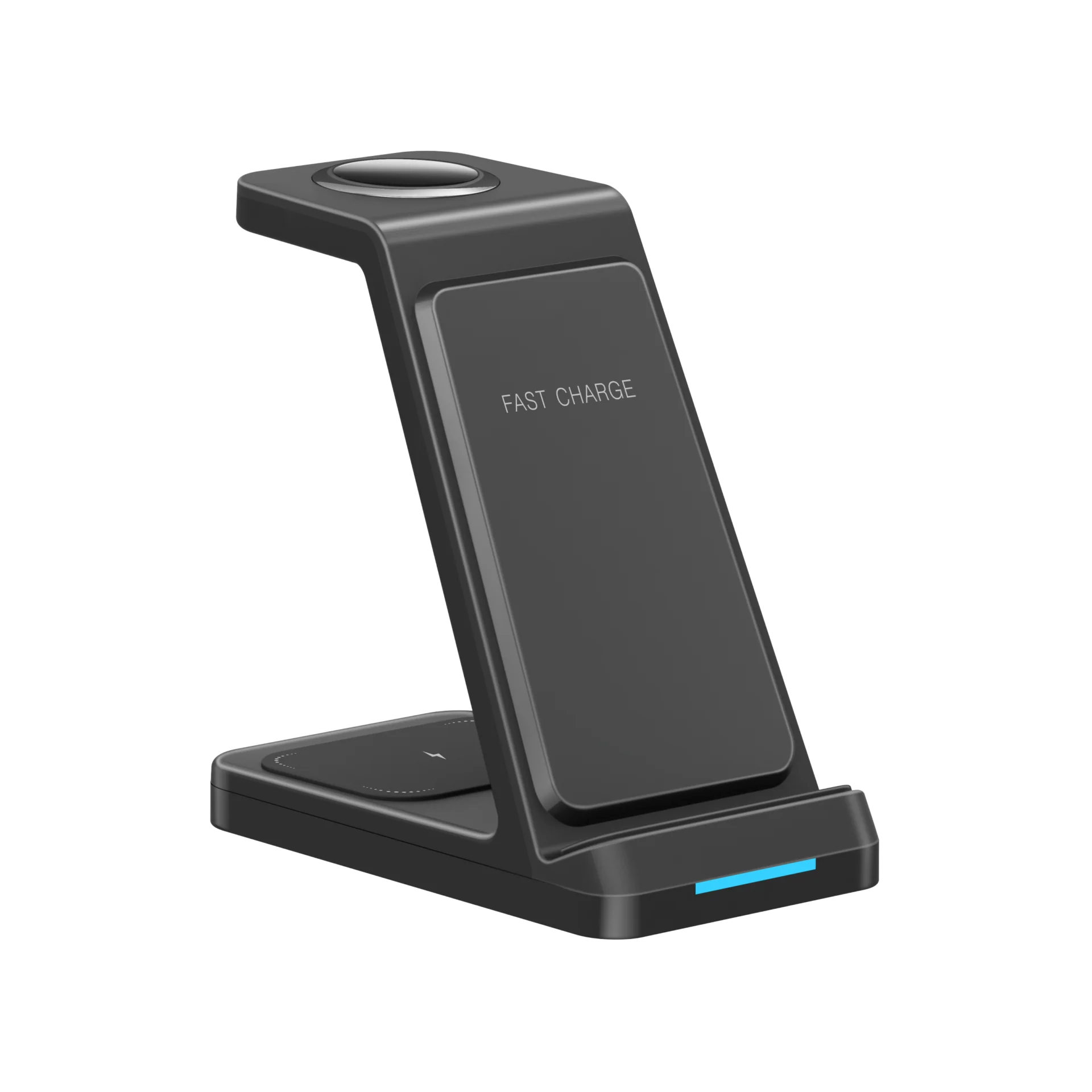 Vertical QI Standard 3-in-1 Wireless Charging Stand With LED Indicator Multi-device Wireless Charger Dock