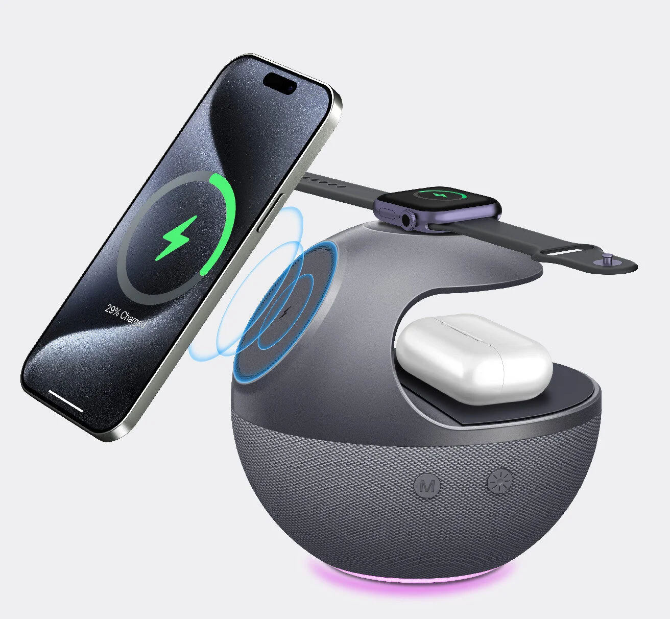 5-in-1 wireless charger bluetooth speaker