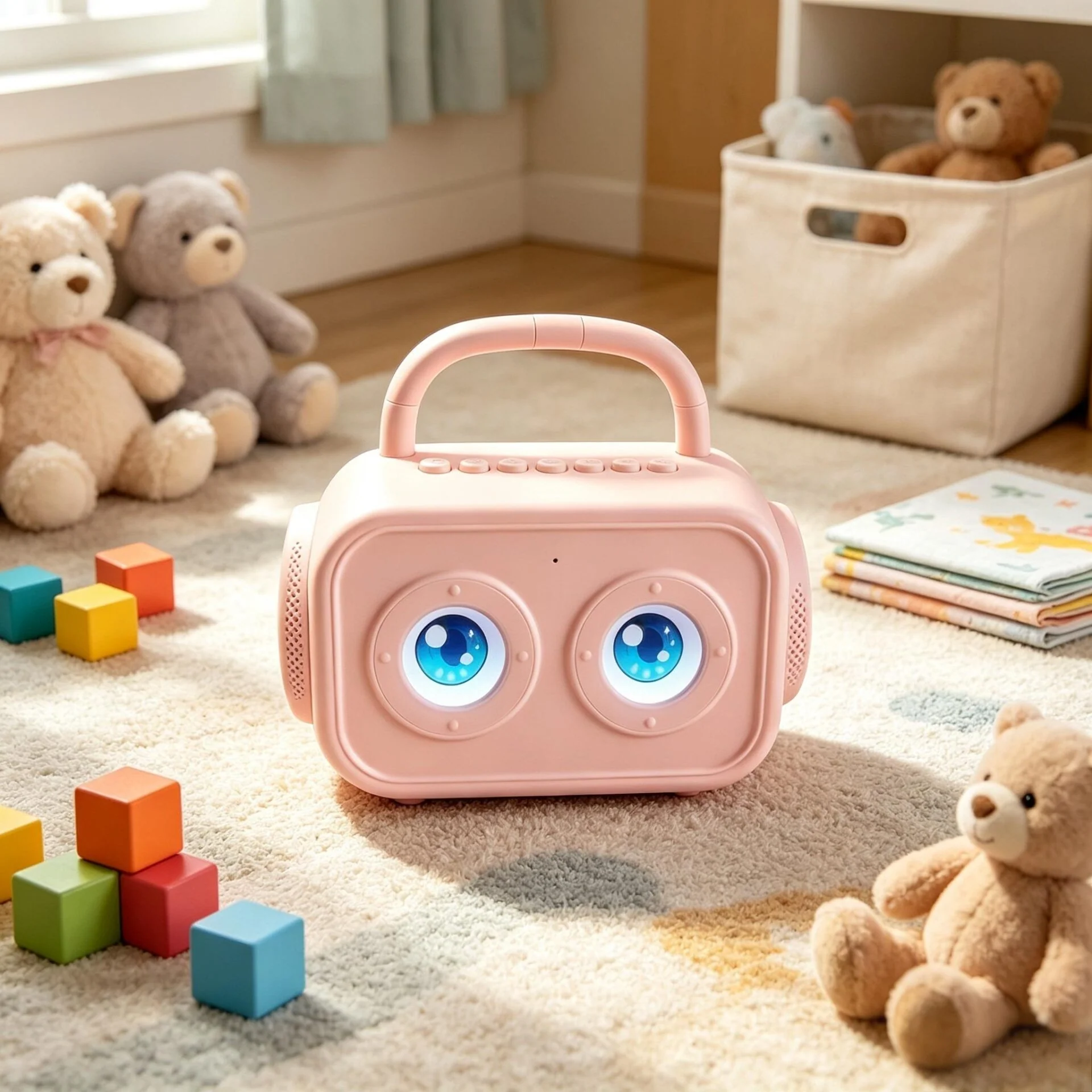 Kids Karaoke Bluetooth Speaker | Custom Blinking Animated Eye Display Dual Wireless Mics