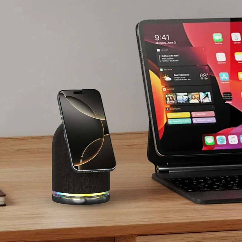 Magnetic Wireless Charging Bluetooth Speaker RGB Colorful Ambient Light Stereo Speaker