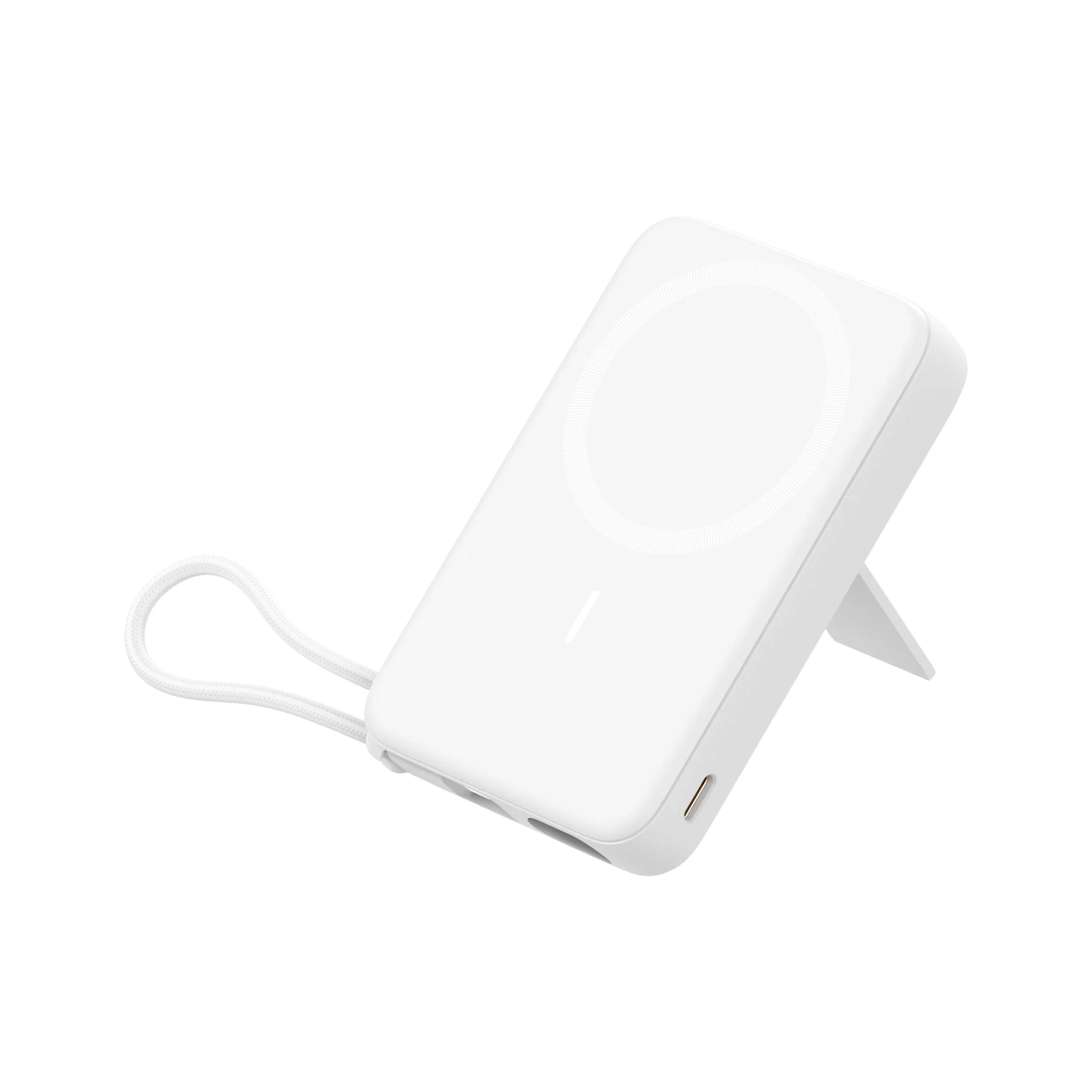 10000mAh Magnetic Wireless Charging Power Bank with Foldable Stand and Lanyard, Portable External Battery Pack for iPhone Android