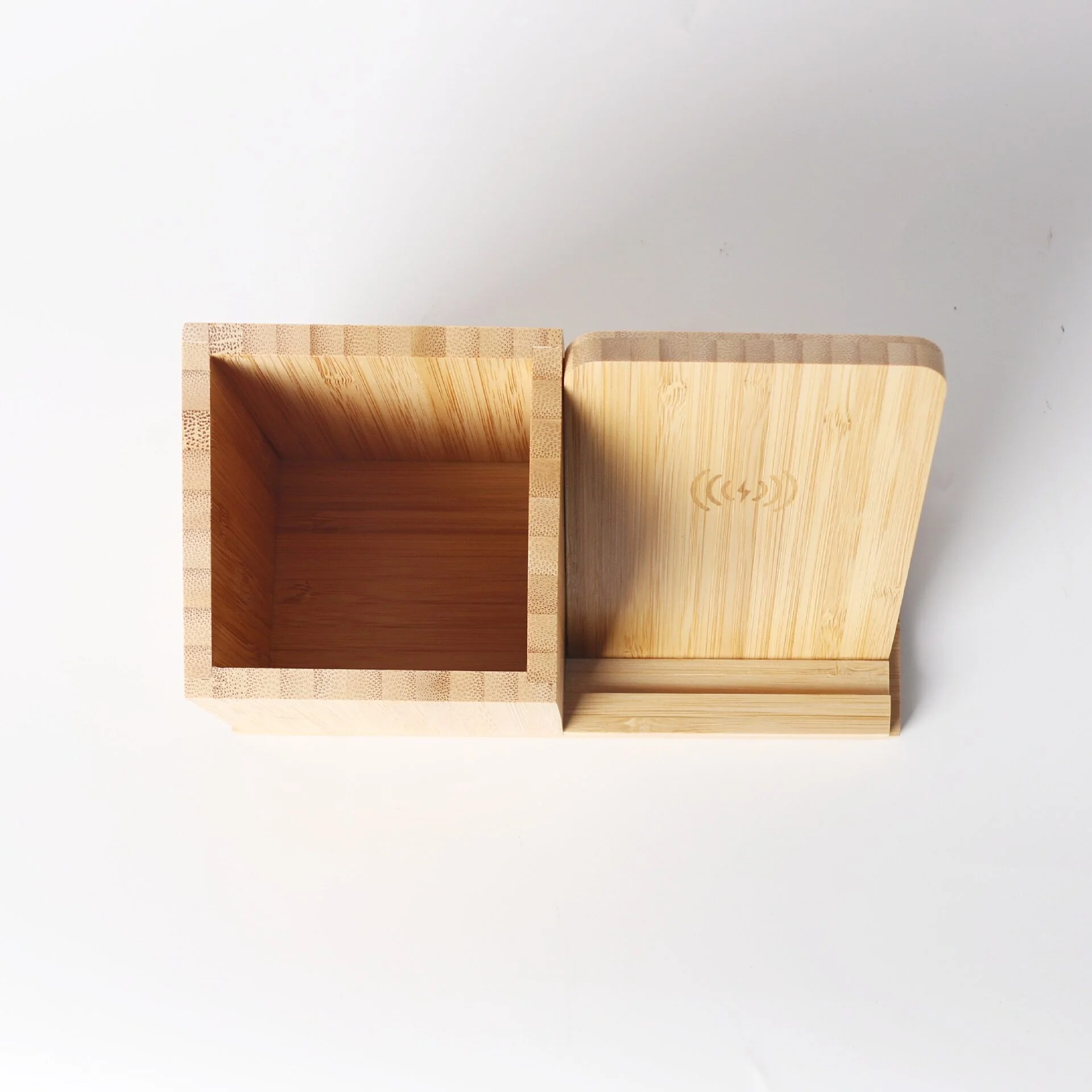 Bamboo Desk Organizer, Multi‑Functional Pen Holder with Cell Phone Stand, Eco‑Friendly Desktop Stationery Storage for Home Office Workspace