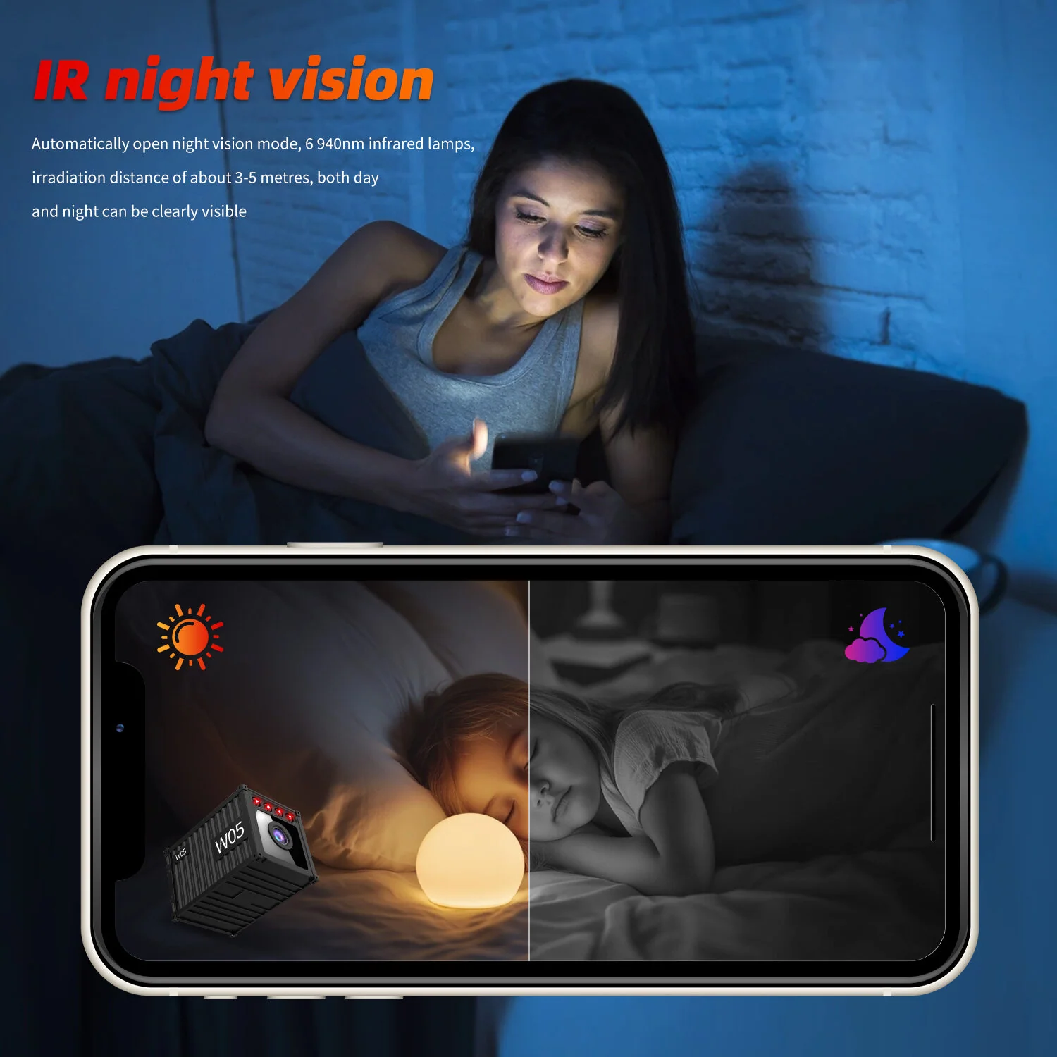 Magnetic Hidden Spy Camera 1080P HD Wireless WiFi Mini Cam Infrared Night Vision Battery Powered Remote View Nanny Surveillance Camera Support TF Card